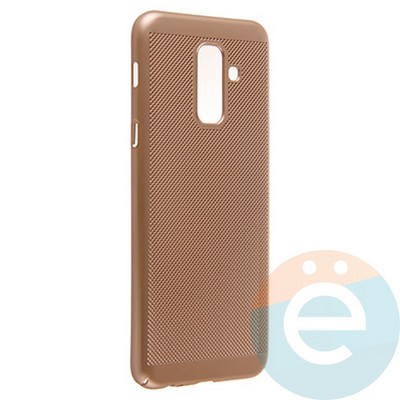 Накладка пластиковая перфорированная на Samsung Galaxy A6 Plus (2018) золотистая - фото 22926