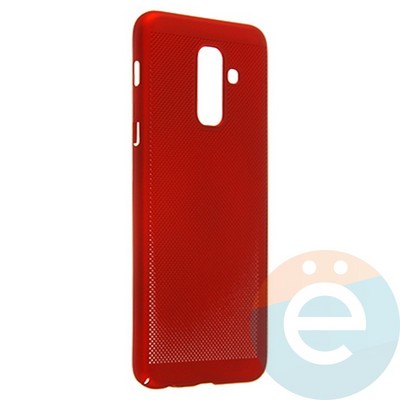 Накладка пластиковая перфорированная на Samsung Galaxy A6 Plus (2018) красная - фото 22932