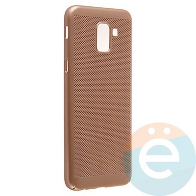 Накладка пластиковая перфорированная на Samsung Galaxy J6 (2018) золотистая - фото 23003