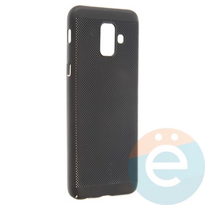 Накладка пластиковая перфорированная на Samsung Galaxy A6 (2018) черная - фото 23009