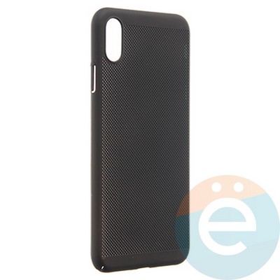 Накладка пластиковая перфорированная на Apple iPhone XS Max черная - фото 23037