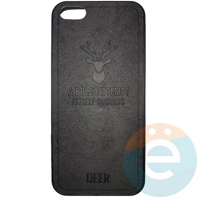 Накладка комбинированная джинсовая DEER для iPhone 5/5s/SE черная - фото 25829