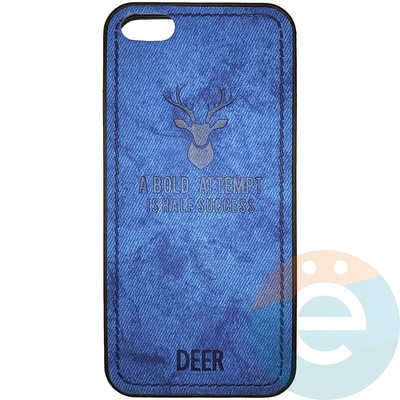 Накладка комбинированная джинсовая DEER для iPhone 5/5s/SE синяя - фото 25831