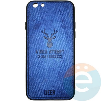 Накладка комбинированная джинсовая DEER для iPhone 6/6s синяя - фото 25833
