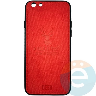 Накладка комбинированная джинсовая DEER для iPhone 6/6s красная - фото 25834