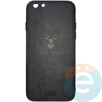 Накладка комбинированная джинсовая DEER для iPhone 6/6s черная - фото 25835