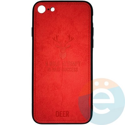 Накладка комбинированная джинсовая DEER для iPhone 7/8 красная - фото 25840