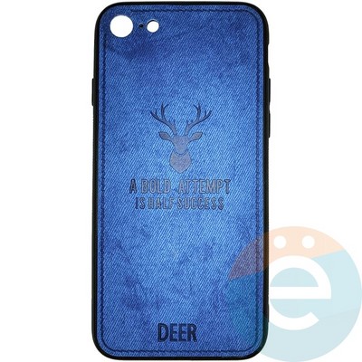 Накладка комбинированная джинсовая DEER для iPhone 7/8 синяя - фото 25841