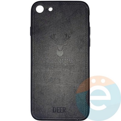 Накладка комбинированная джинсовая DEER для iPhone 7/8 черная - фото 25842