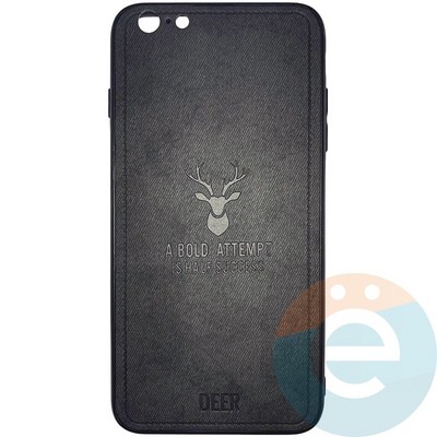 Накладка комбинированная джинсовая DEER для iPhone 6 Plus/6s Plus черная - фото 25849