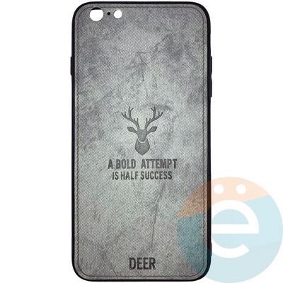 Накладка комбинированная джинсовая DEER для iPhone 6 Plus/6s Plus серая - фото 25850