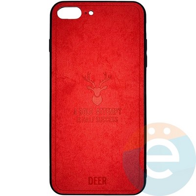 Накладка комбинированная джинсовая DEER для iPhone 7 Plus/8 Plus красная - фото 25854
