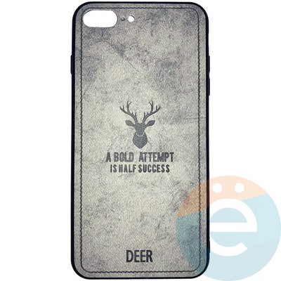 Накладка комбинированная джинсовая DEER для iPhone 7 Plus/8 Plus серая - фото 25857