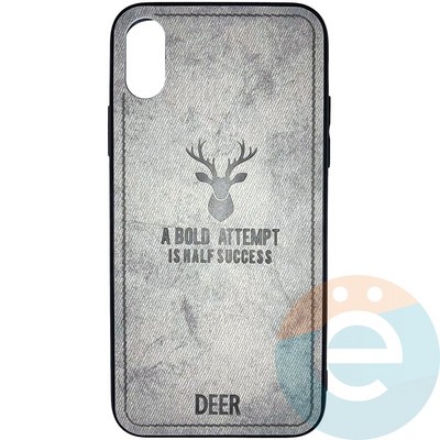 Накладка комбинированная джинсовая DEER для iPhone X/Xs серая - фото 25864