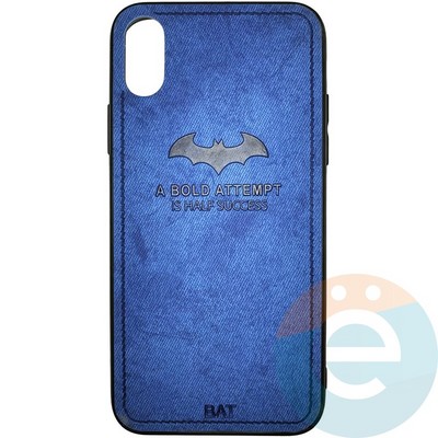 Накладка комбинированная джинсовая BAT для iPhone X/Xs синяя - фото 25865