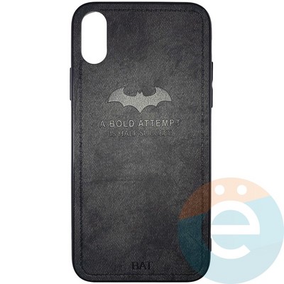 Накладка комбинированная джинсовая BAT для iPhone X/Xs черная - фото 25866