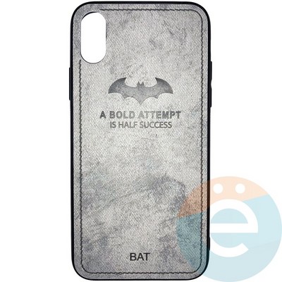 Накладка комбинированная джинсовая BAT для iPhone X/Xs серая - фото 25867