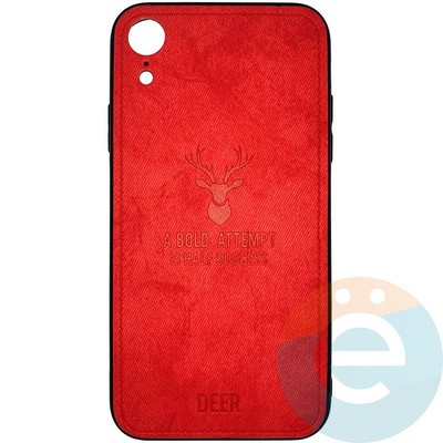 Накладка комбинированная джинсовая DEER для iPhone XR красная - фото 25868