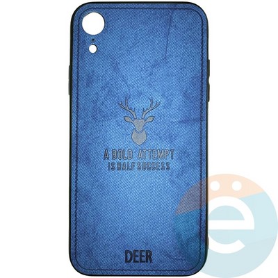 Накладка комбинированная джинсовая DEER для iPhone XR синяя - фото 25869