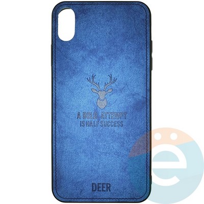 Накладка комбинированная джинсовая DEER для iPhone Xs Max синяя - фото 25876