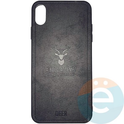 Накладка комбинированная джинсовая DEER для iPhone Xs Max черная - фото 25877