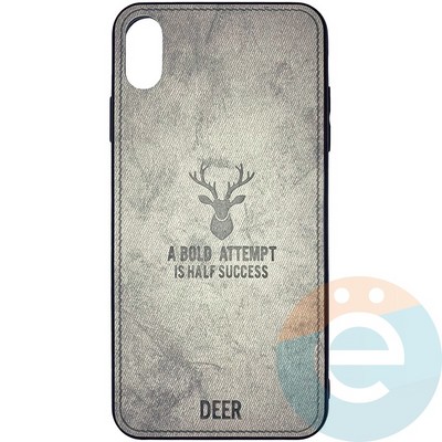 Накладка комбинированная джинсовая DEER для iPhone Xs Max серая - фото 25878