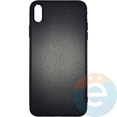 Накладка силиконовая под кожу для iPhone Xs Max черная - фото 26070