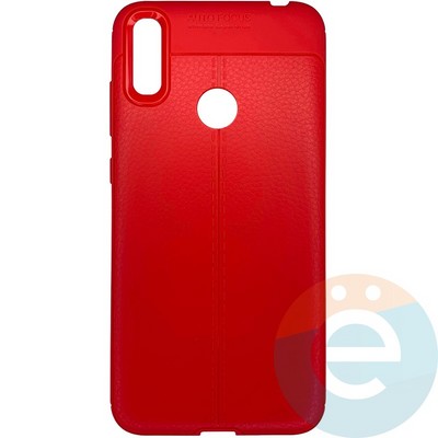 Накладка силиконовая 360 с кожаными вставками на Huawei Y7 2019 красная - фото 26358