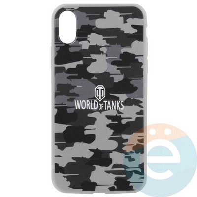 Накладка силиконовая World of Tanks Хаки для iPhone X/Xs серая - фото 26605