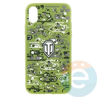 Накладка силиконовая World of Tanks Хаки для iPhone X/Xs светло-зелёная - фото 26604
