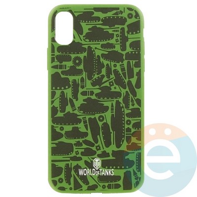Накладка силиконовая World of Tanks Хаки для iPhone X/Xs зелёная - фото 26603