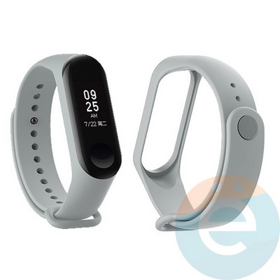 Силиконовый ремешок для Xiaomi Mi band 3/4 серый (4) - фото 27425