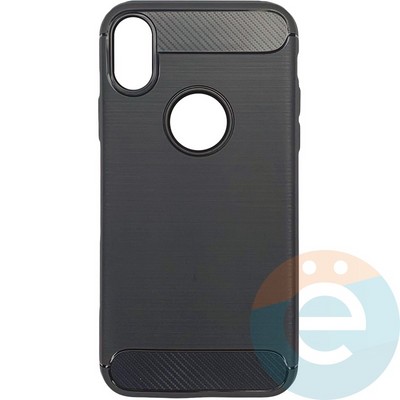 Накладка силиконовая Carbon 360 на Apple IPhone X/Xs серая - фото 28095