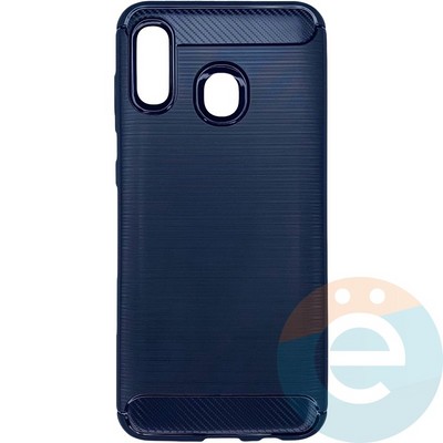 Накладка силиконовая Carbon 360 на Samsung Galaxy A20 синяя - фото 28104