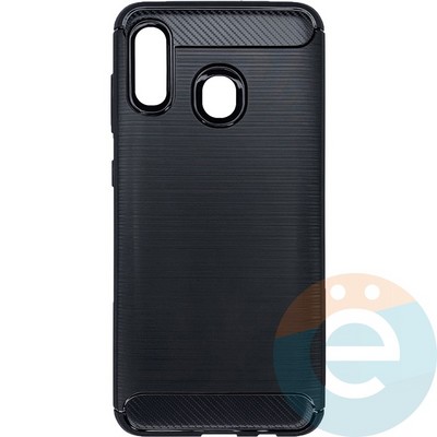 Накладка силиконовая Carbon 360 на Samsung Galaxy A20 черная - фото 28105