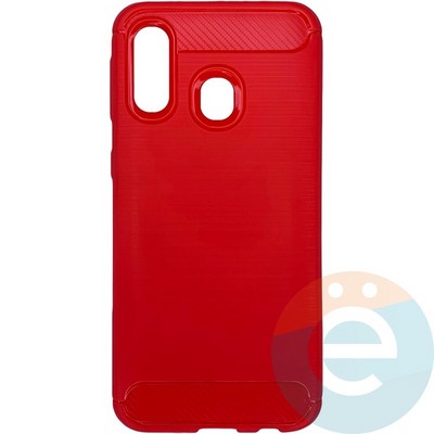Накладка силиконовая Carbon 360 на Samsung Galaxy A40 красная - фото 28106