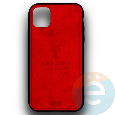 Накладка комбинированная джинсовая DEER для iPhone 11 Pro красная - фото 29359