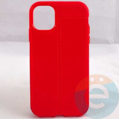 Накладка силиконовая 360 с кожаными вставками на Apple Iphone 11 красная - фото 29417