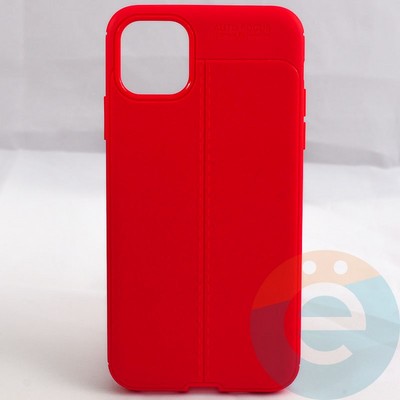 Накладка силиконовая 360 с кожаными вставками на Apple Iphone 11 Pro Max красная - фото 29420