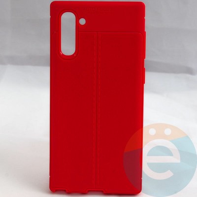 Накладка силиконовая 360 с кожаными вставками на Samsung Galaxy Note 10 красная - фото 29428