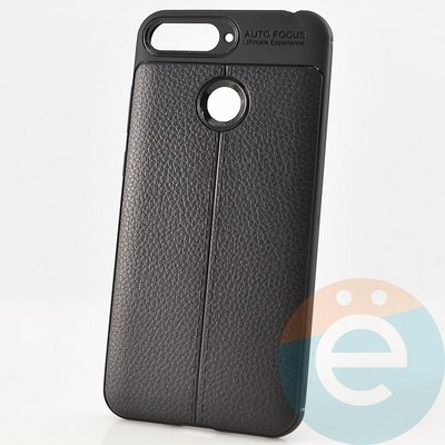 Накладка силиконовая 360 с кожаными вставками на Huawei Y6 Prime черная - фото 29945