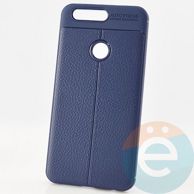 Накладка силиконовая 360 с кожаными вставками на Huawei Honor 8 синяя - фото 29946