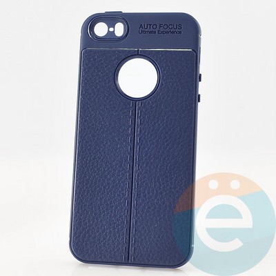 Накладка силиконовая 360 с кожаными вставками на Iphone 5/5s/SE синяя - фото 29947