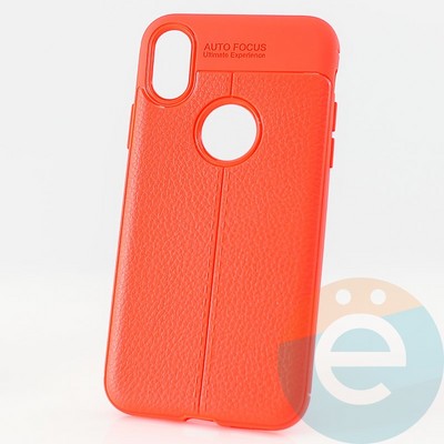 Накладка силиконовая 360 с кожаными вставками на Iphone X красная - фото 29972