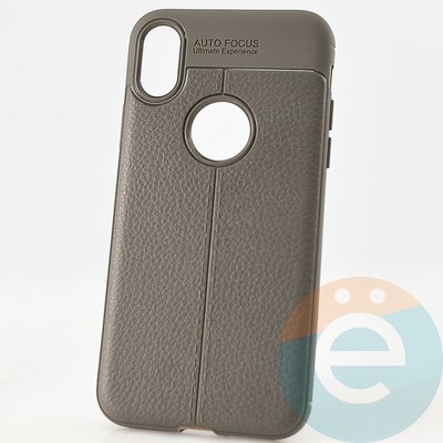 Накладка силиконовая 360 с кожаными вставками на Iphone X серая - фото 29974