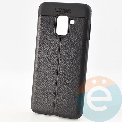 Накладка силиконовая 360 с кожаными вставками на Samsung Galaxy A8 черная - фото 29979