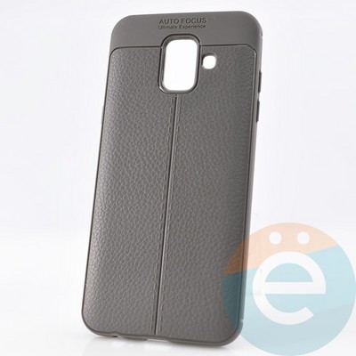 Накладка силиконовая 360 с кожаными вставками на Samsung Galaxy A6 серая - фото 29982