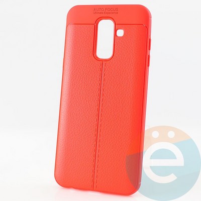 Накладка силиконовая 360 с кожаными вставками на Samsung Galaxy A6 Plus красная - фото 29983