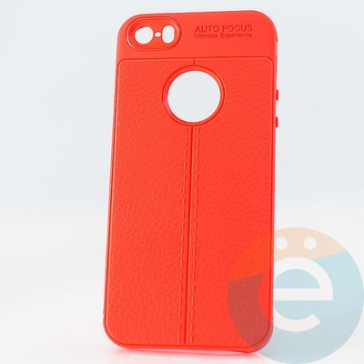 Накладка силиконовая 360 с кожаными вставками на Iphone 5/5s/SE красная - фото 29985