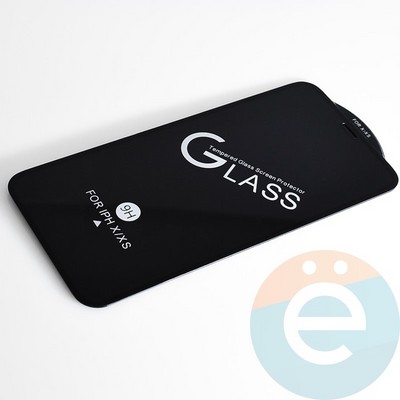 Защитное стекло 11D с полной проклейкой на Apple iPhone X/XS/11 Pro черное - фото 29996